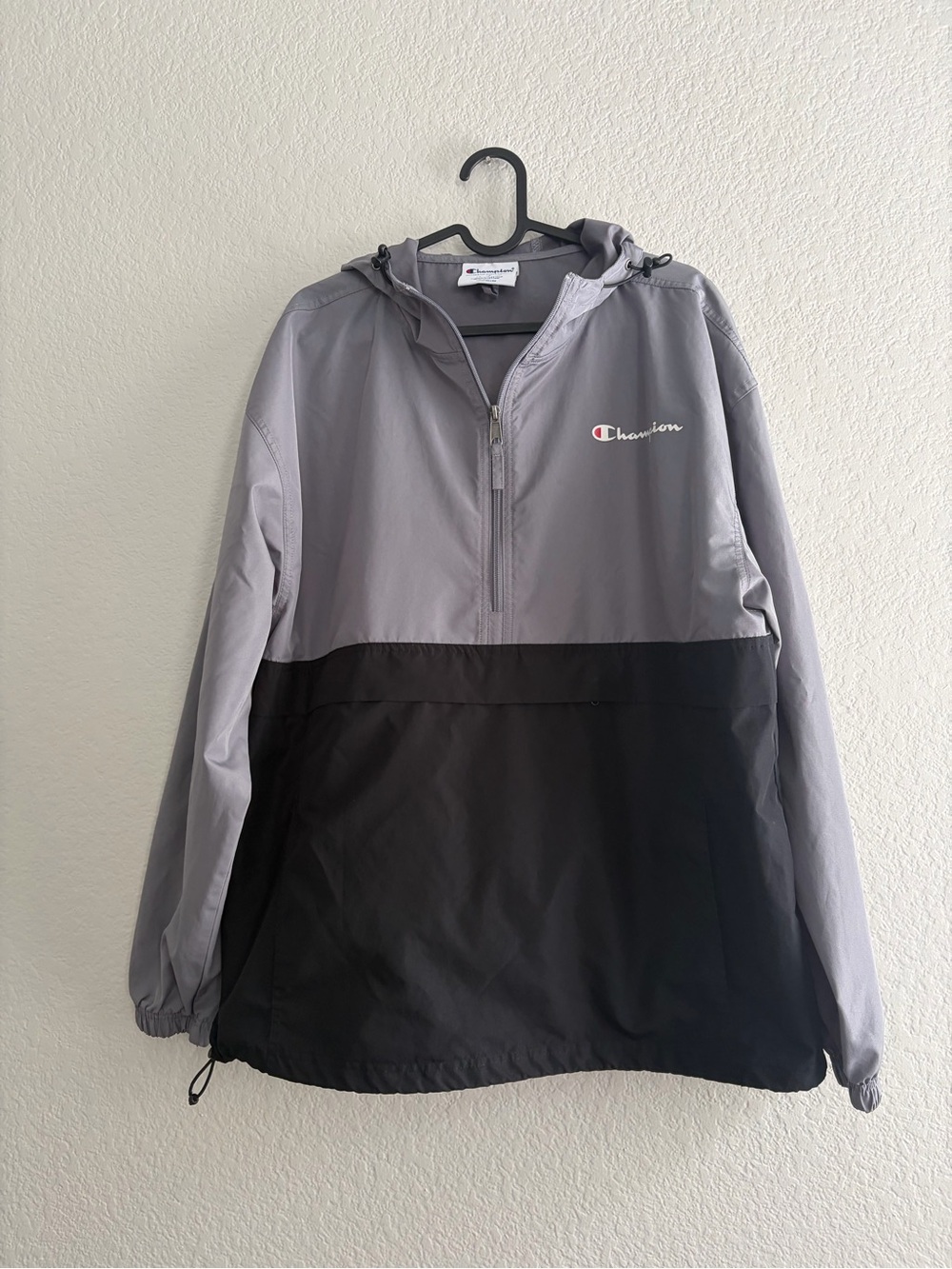 Champion Gray & Black Hooded Pullover Windbreaker